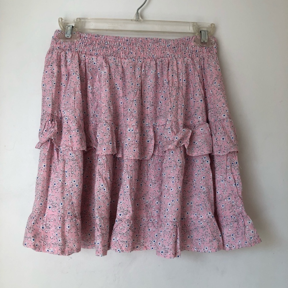 Princess Polly Susanna Pink Floral Ruffle Tier Mini Skirt 6